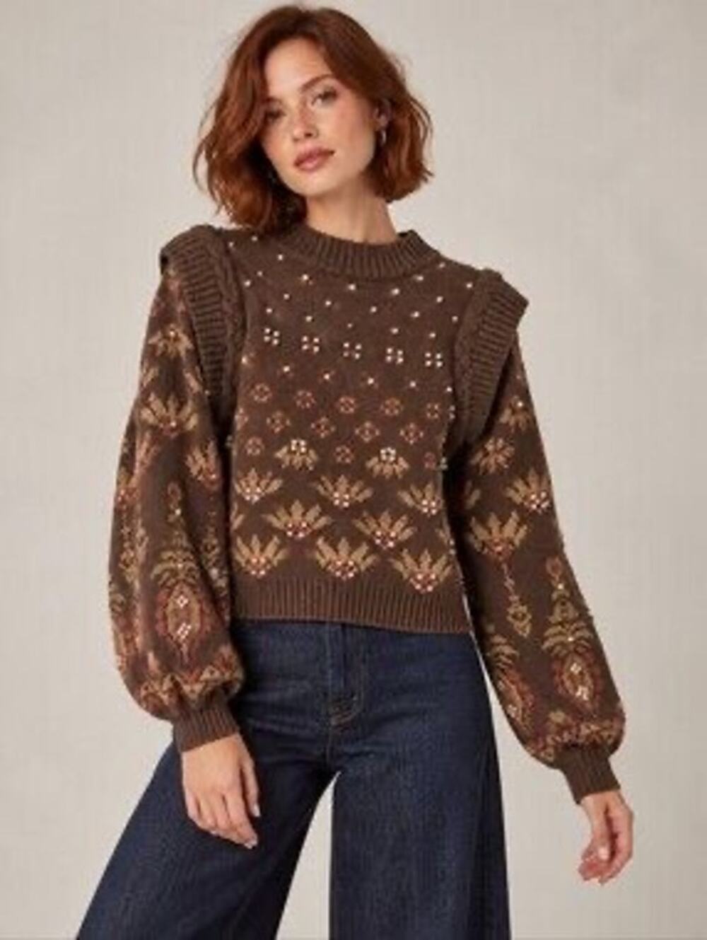 &Merci Pearl Embellished Sweater